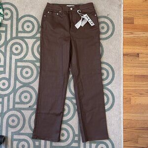 Daze Sundaze Coated Espresso high waist straight leg jeans, SIZE 30